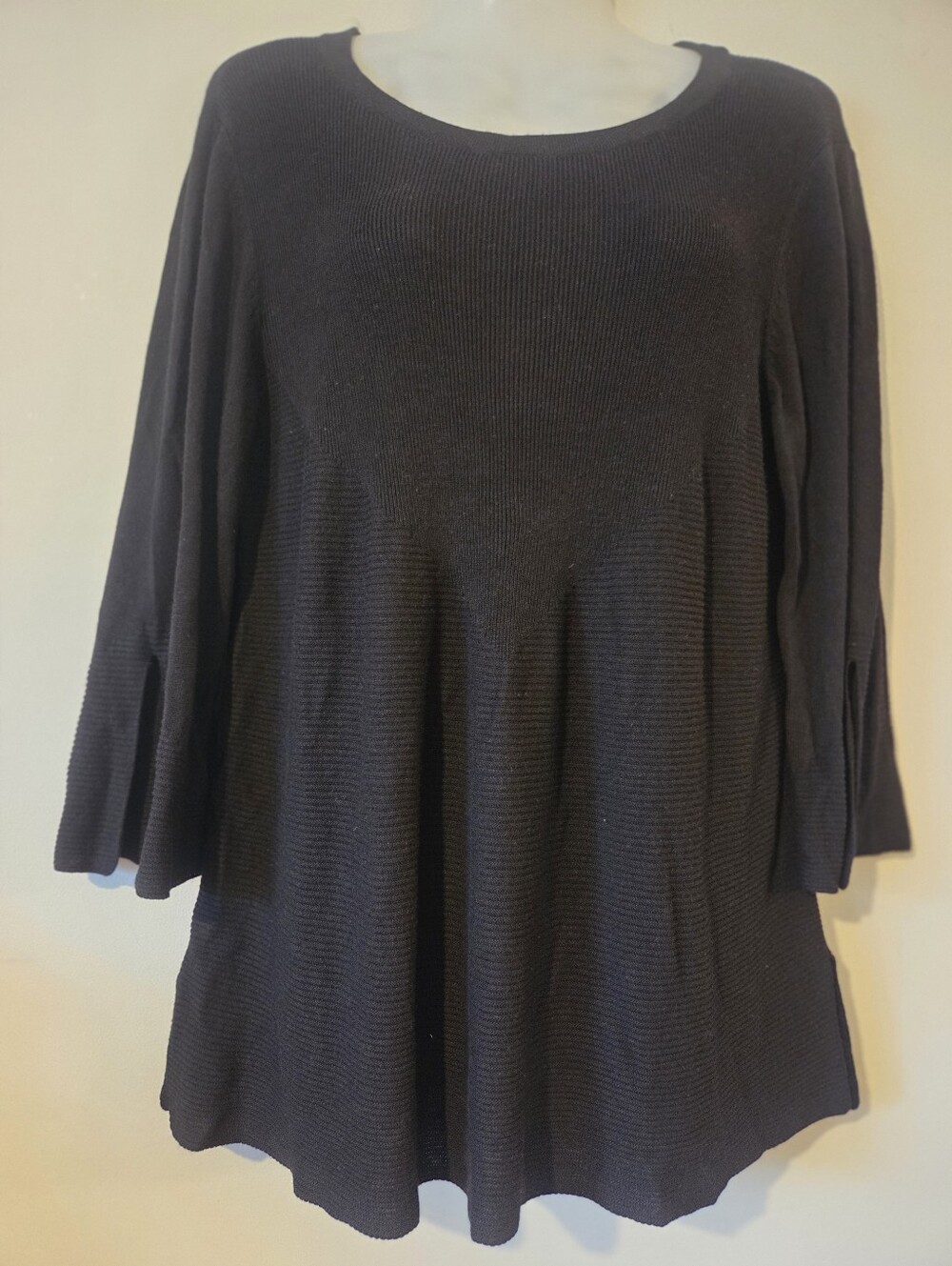 Lord & Taylor Fine Knit Flared Tunic Top Bell Sleeves
